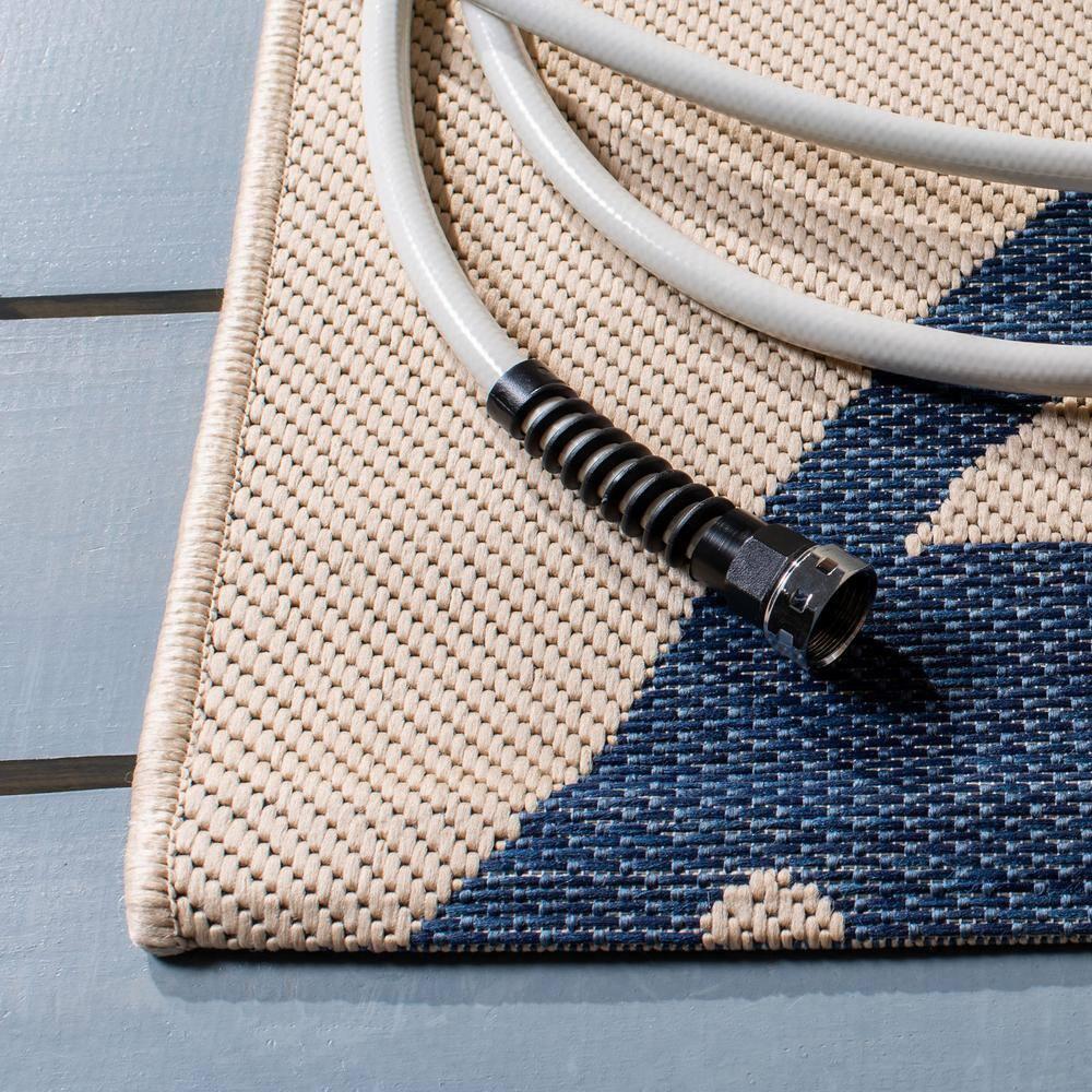 Courtyard CY7321 Power Loomed Indoor and Outdoor Runner Rug - Beige/Blue - 2'3"x8' - Safavieh