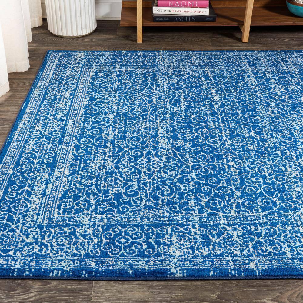 4'x6' Ferro Filigree Charcoal Black and White Area Rug, Blue - JONATHAN Y