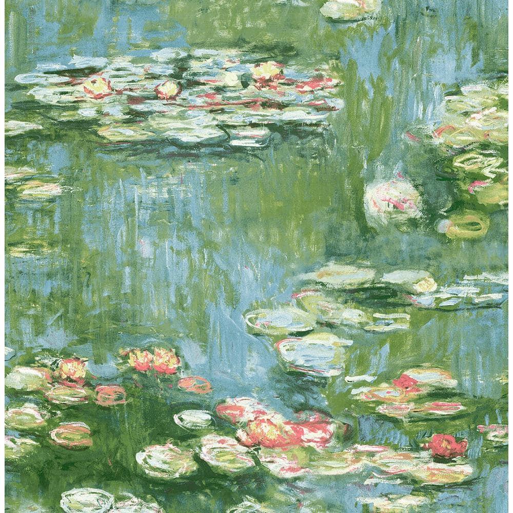 NextWall  Lily Pond Peel and Stick Wallpaper 20.5 in. W x 18 ft. L - Olive & Sky Blue