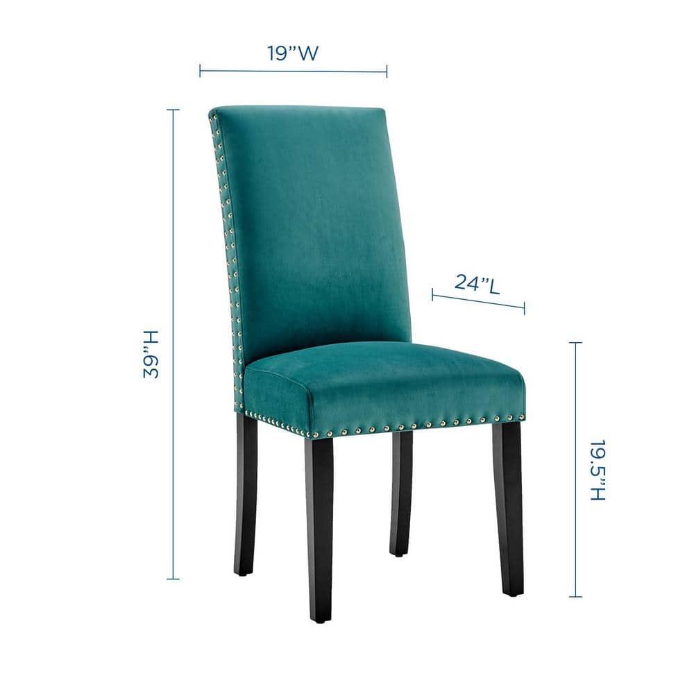 Modway Silver Orchid Lind Velvet Nailhead Trim Dining Side Chairs