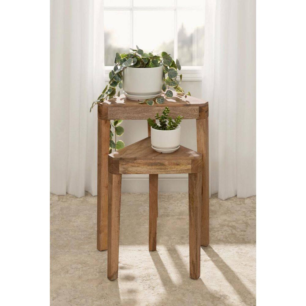 Kate and Laurel Talcott Triangle Wood Nesting Table, 2 Piece, Natural