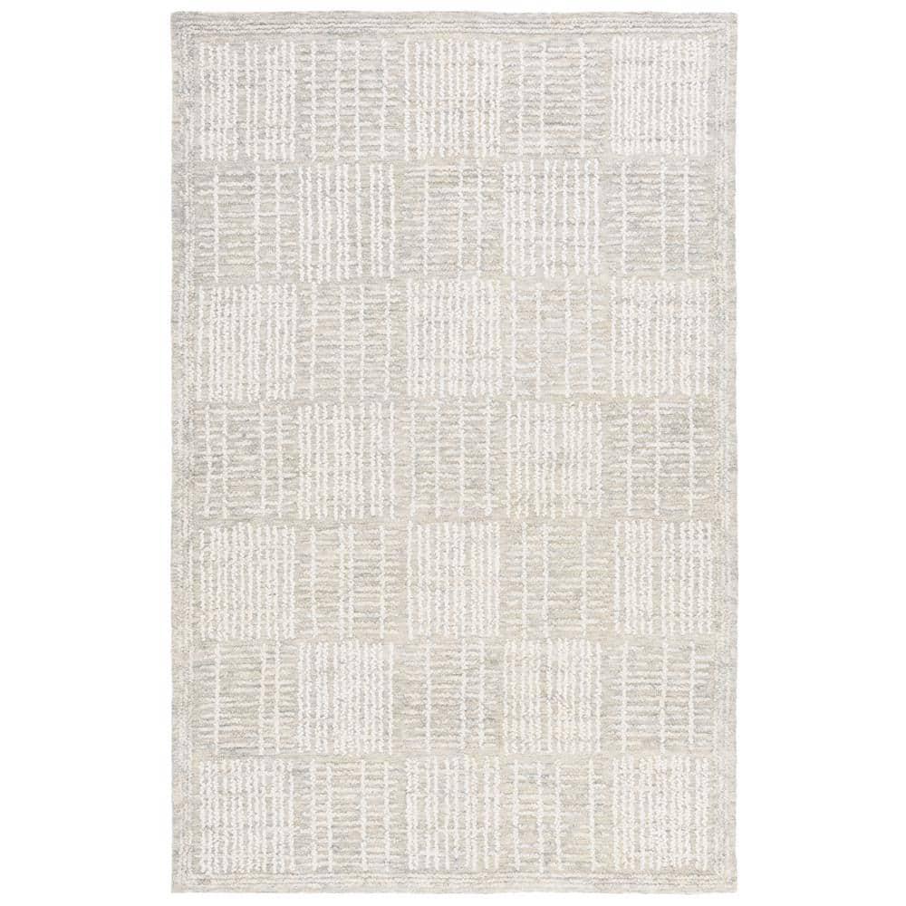 Abstract ABT275 Handmade Tufted Accent Rug - Grey/Ivory - 3'-0" x 5'-0" - Safavieh