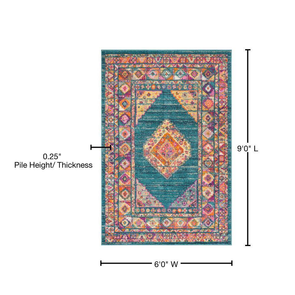 Madison MAD133 Power Loomed Indoor Area Rug - Light Blue/Orange - 6'x9' - Safavieh