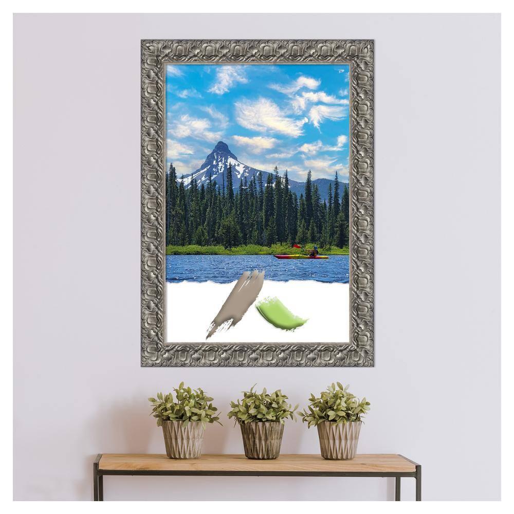 Amanti Art Silver Luxor Wood Picture Frame Opening Size 24x36 in.