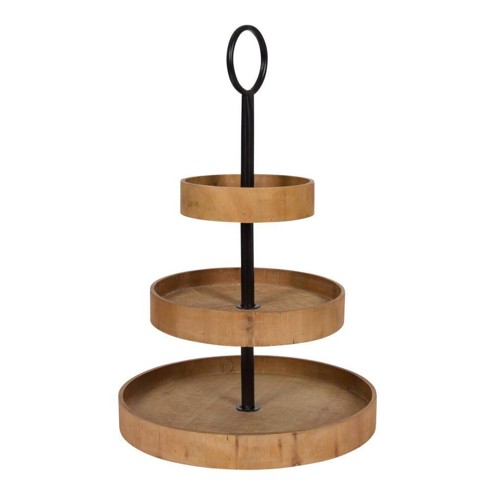 Kate and Laurel Woodmont Tray, 3 Tier, Rustic Brown
