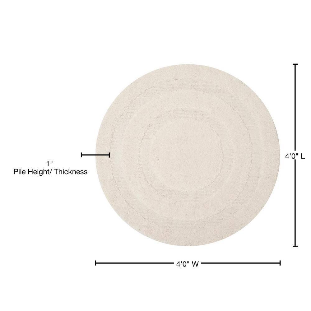 Florida Shag SG454 Power Loomed Indoor Area Rug - Creme/Creme - 4' round - Safavieh.
