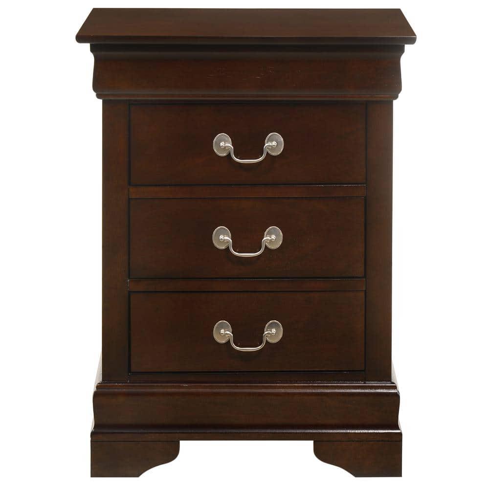 Passion Furniture Louis Philippe 3-Drawer Cappuccino Nightstand (29 in. H x 21 in. W x 16 in. D)