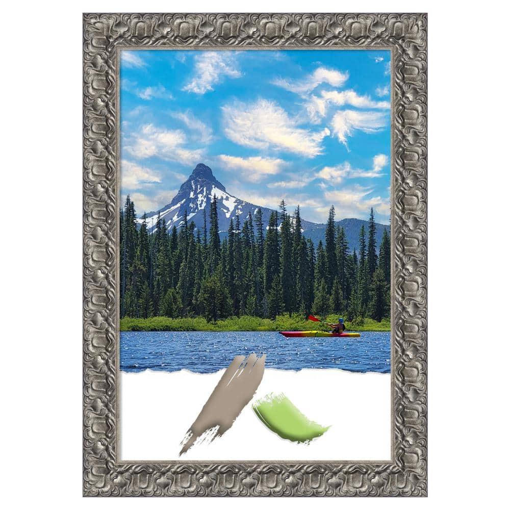Amanti Art Silver Luxor Wood Picture Frame Opening Size 24x36 in.