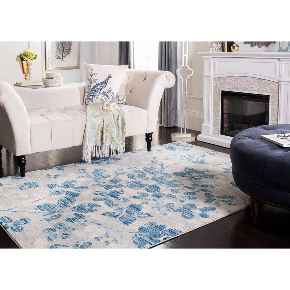 Evoke EVK236 Power Loomed Area Rug - Grey/Light Blue - 6'7"x9' - Safavieh.
