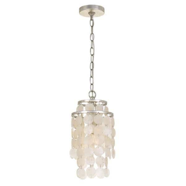Crystorama Brielle 1 Light Antique Silver Mini Chandelier - 7'' W x 14.5'' H