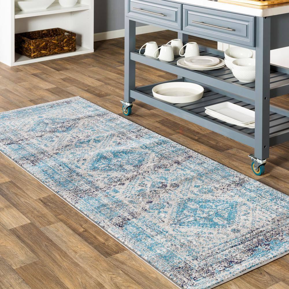 Livabliss 2'7"x7'3" Melissa Traditional Rugs Gray: Stain & Fade-Resistant Runner, Medium Pile, Indoor Use