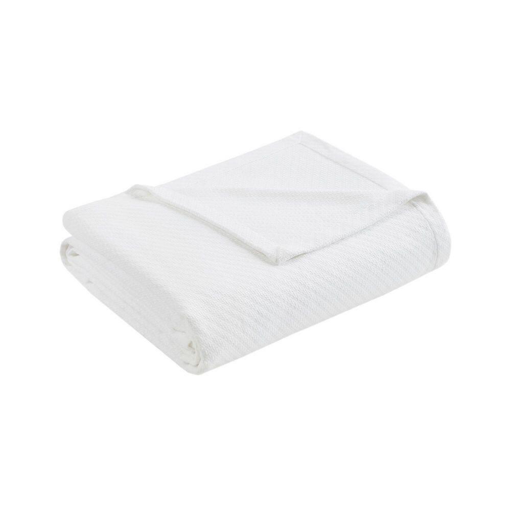 Madison Park Bed Blanket Liquid Cotton Twin White: Lightweight, Year-Round Comfort, OEKO-TEX Certified