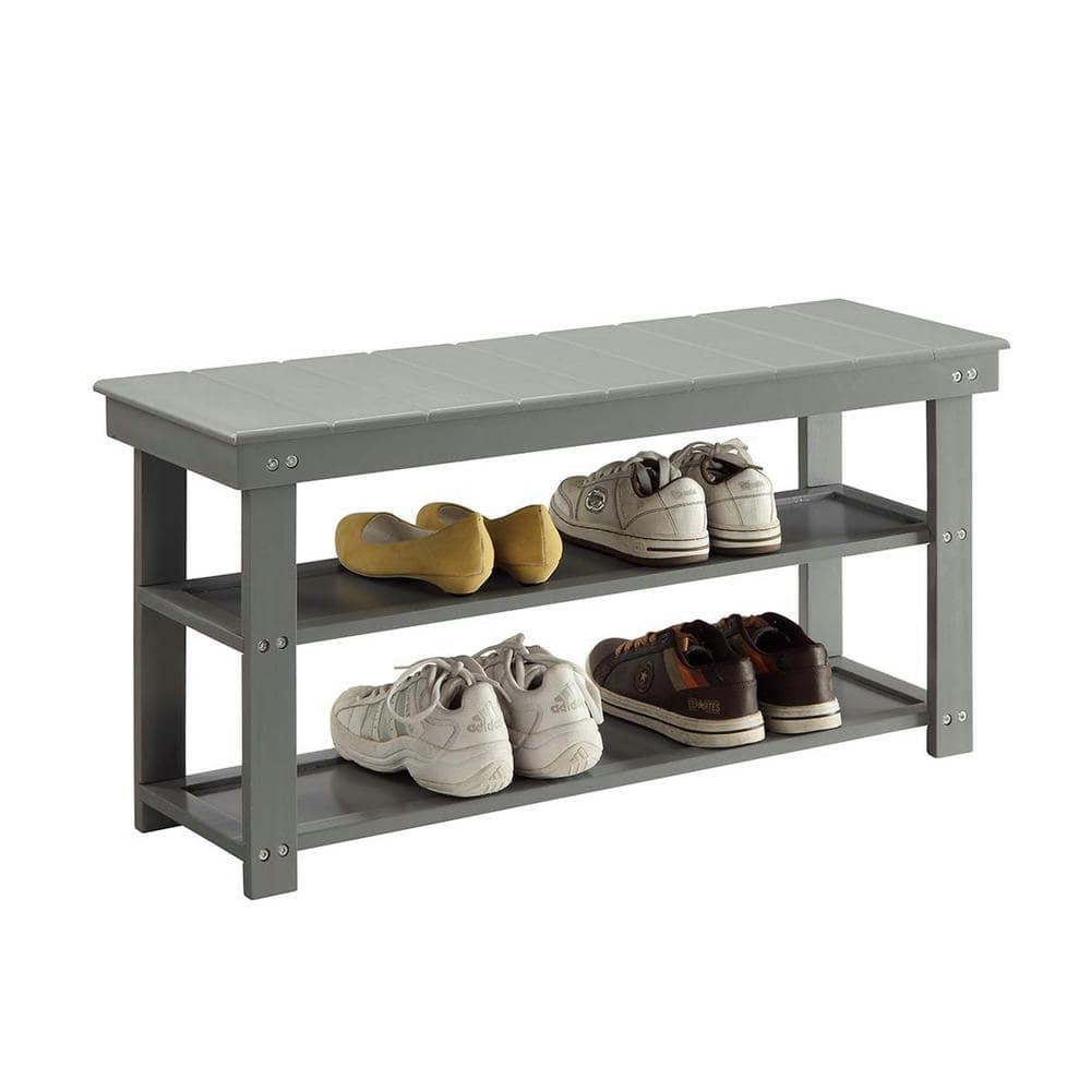 Convenience Concepts Oxford Utility Mudroom Entryway Bench in Gray Wood Finish