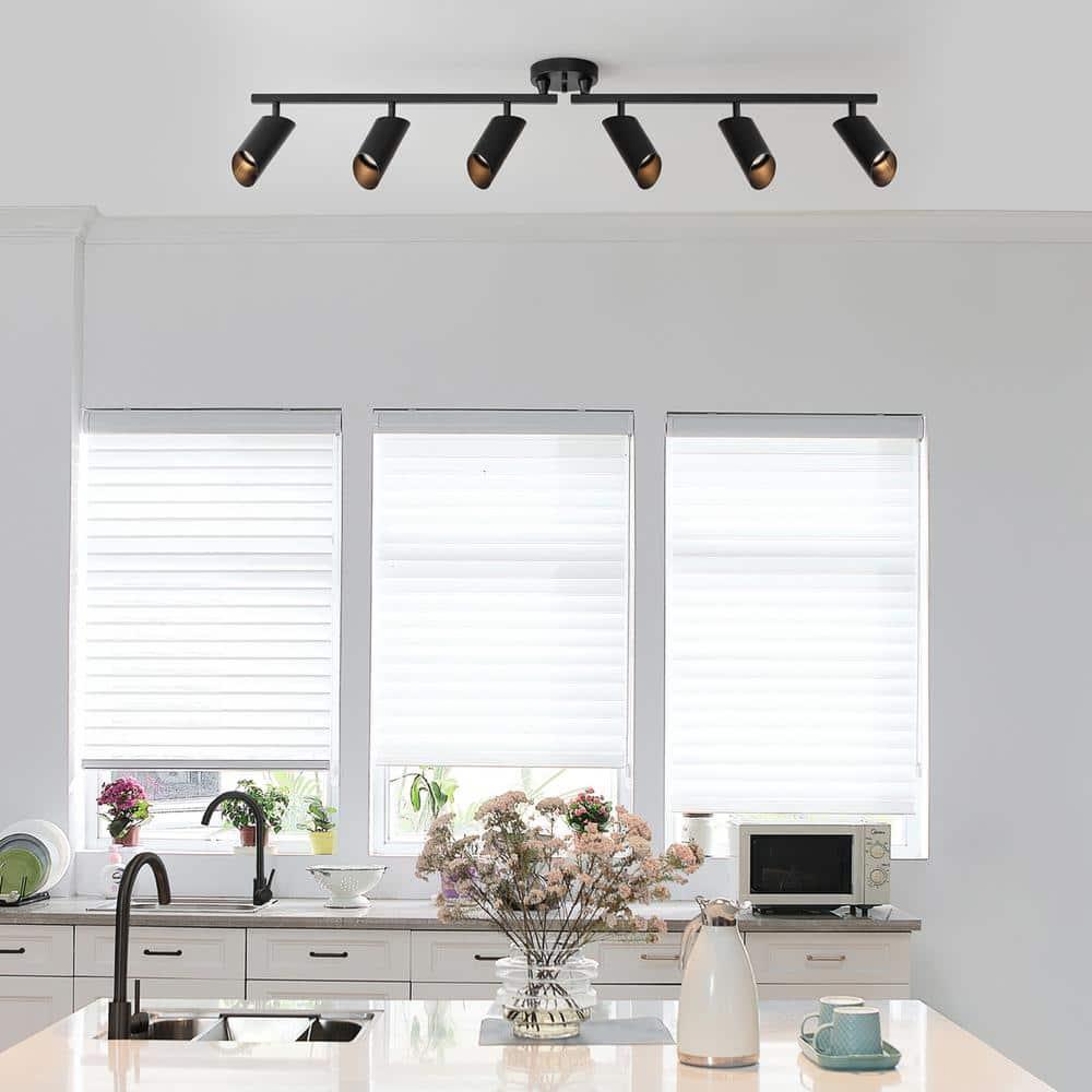 Modern 3.8 ft. Matte Black Foldable Hard Wired Indoor Track Lighting Kit with Adjustable Step Heads