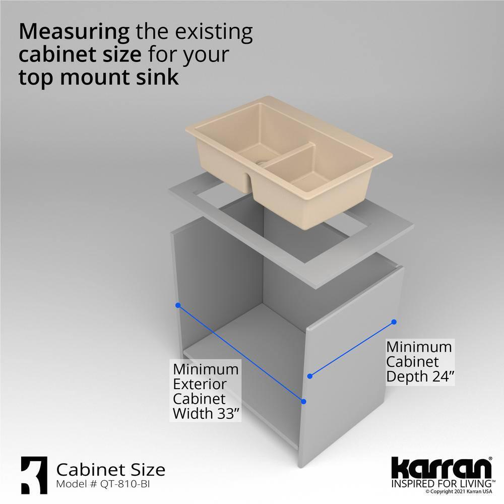 Karran Quartz 33'' X 22'' 50/50 Double Bowl Composite Drop-in Kitchen Sink