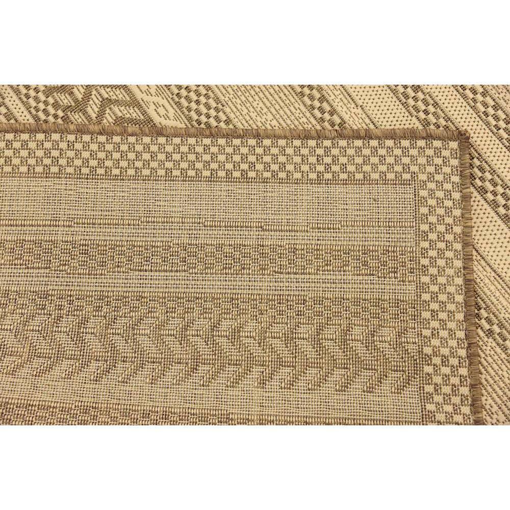 Unique Loom Outdoor Border Collection Area Rug - Lines (6' 1" Square Beige/Brown)
