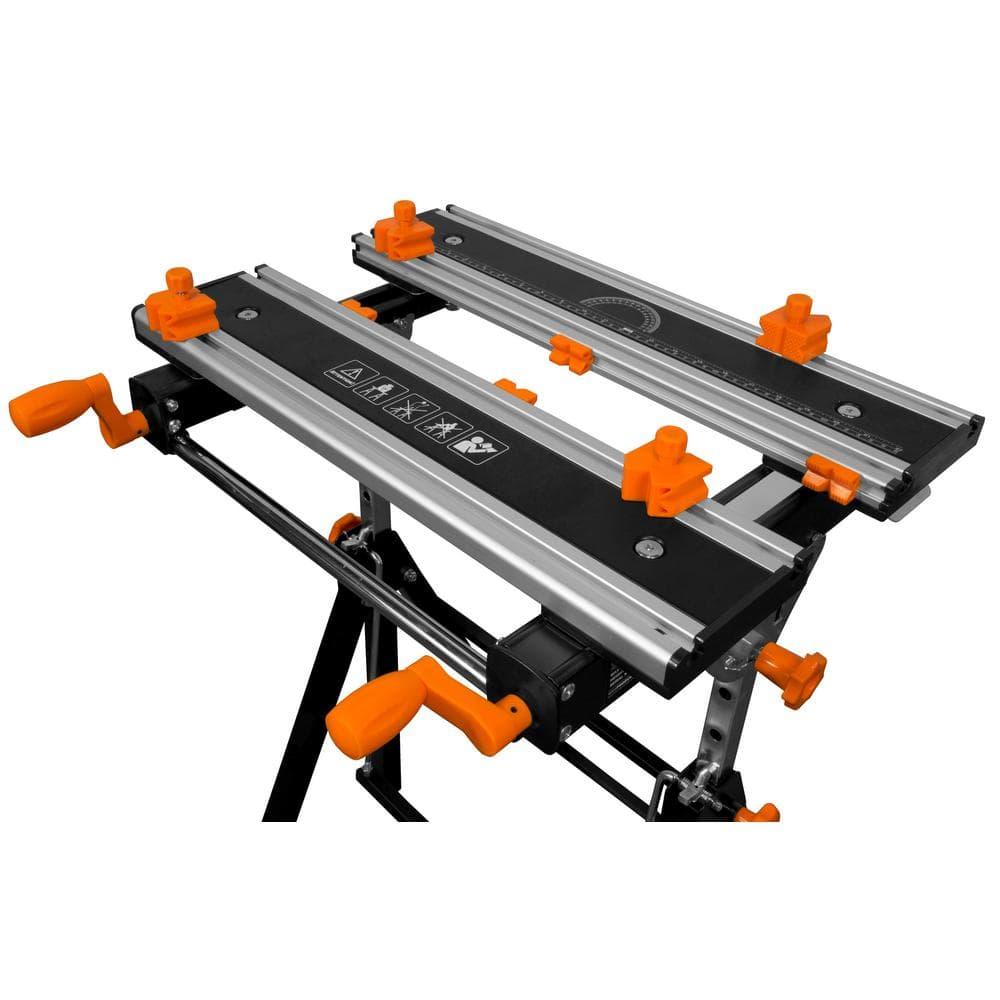WEN 24-Inch Height Adjustable Tilting Steel Portable Work Bench and Vise with 8 Sliding Clamps
