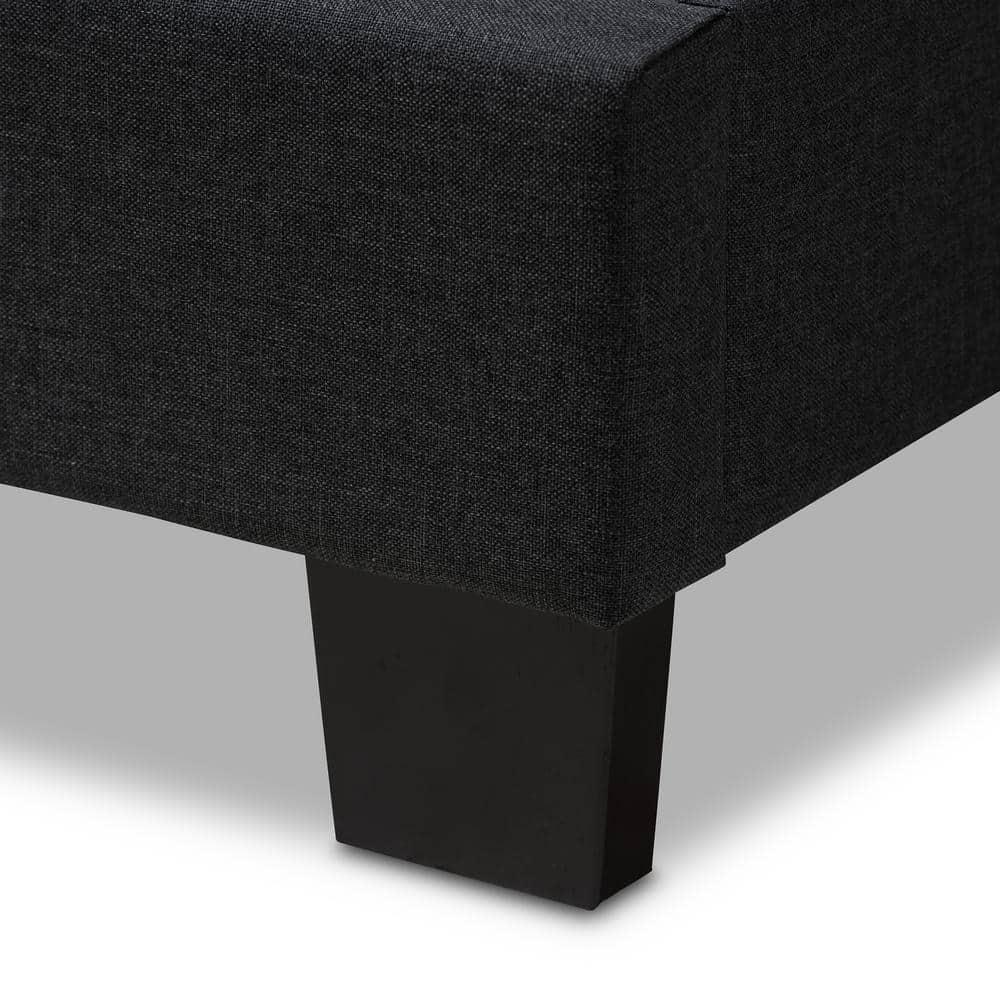 Twin Brookfield Modern and Contemporary Fabric Upholstered Bed Black - Baxton Studio: Charcoal Polyester, Grid-Tufting Design, Solid Wood Legs