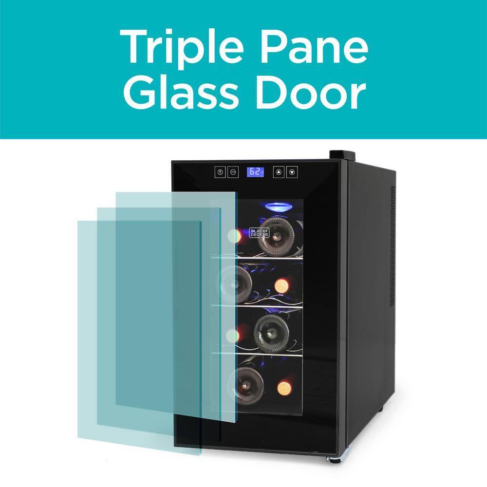 BLACK+DECKER 8-Bottle LED Display Single Zone Freestanding Wine Refrigerator