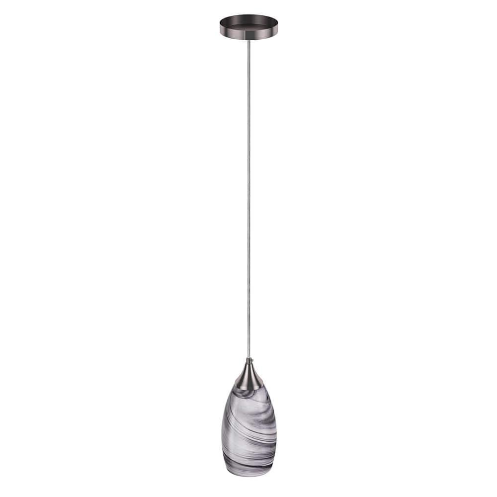 Craftsman Nickel Mini Pendant Light with Multicolor Art Glass