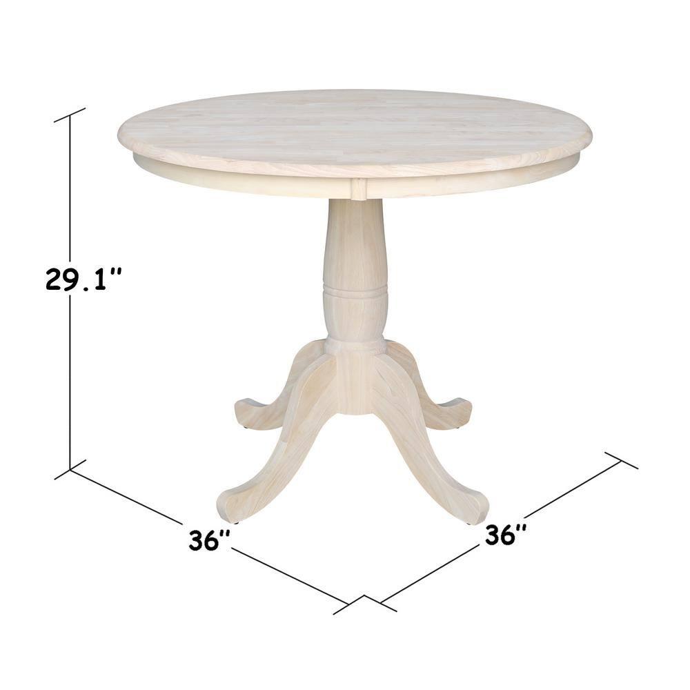 36" Round Top Pedestal Dining Table Unfinished - International Concepts