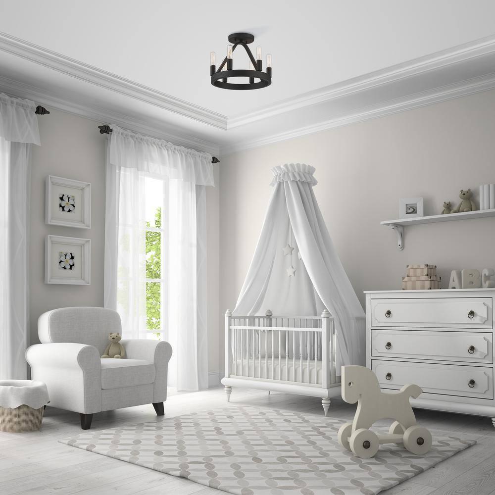 Designers Fountain Carousel 6 Light Black Semi Flush Mount Ceiling Light, D254C-SF-BK