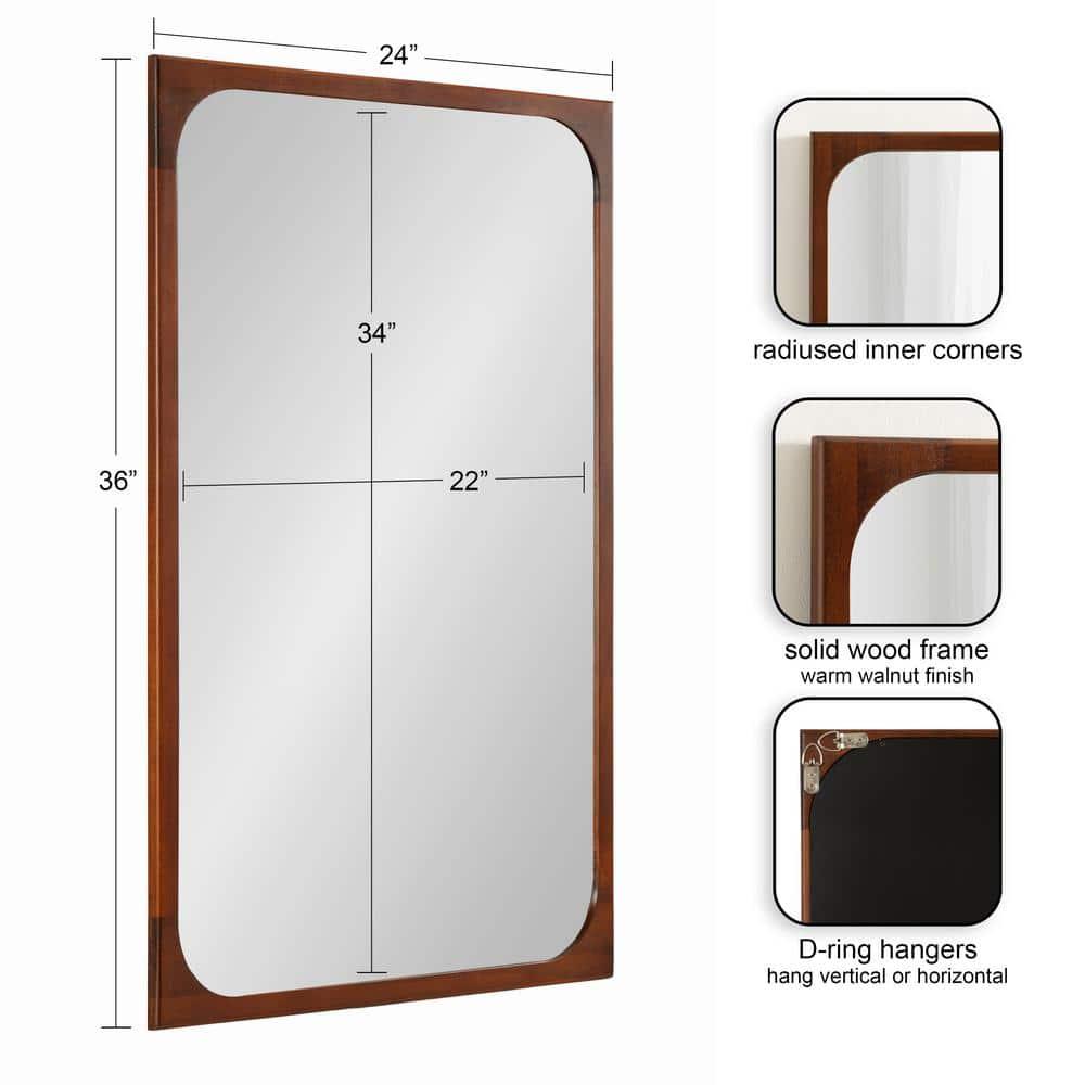 Kate & Laurel All Things Decor 24"x36" Kenai Framed Wall Mirror Walnut Brown: Modern Rectangular Design, No Assembly Required