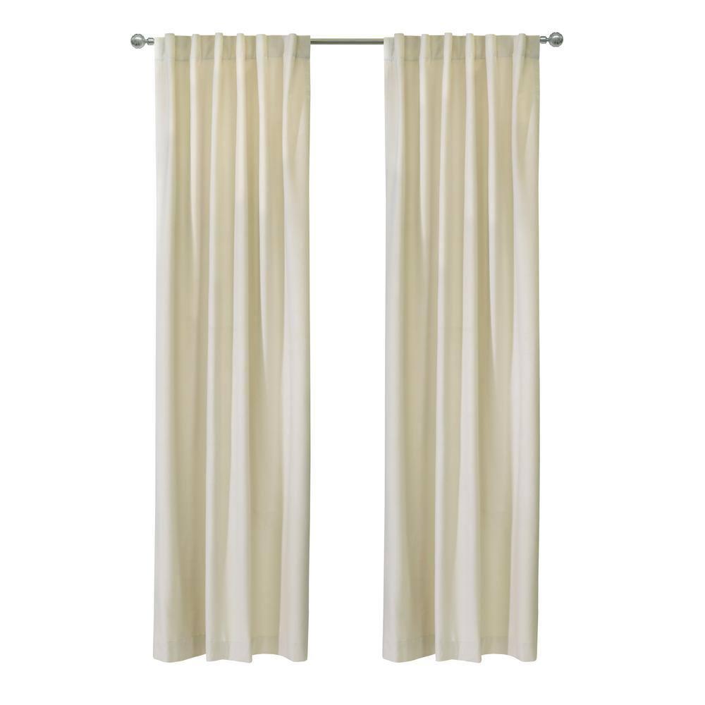 Thermaplus Seren Room Darkening Window Treatment Dual Header Curtain Panel for Bedroom Livingroom 50" x 84" Natural
