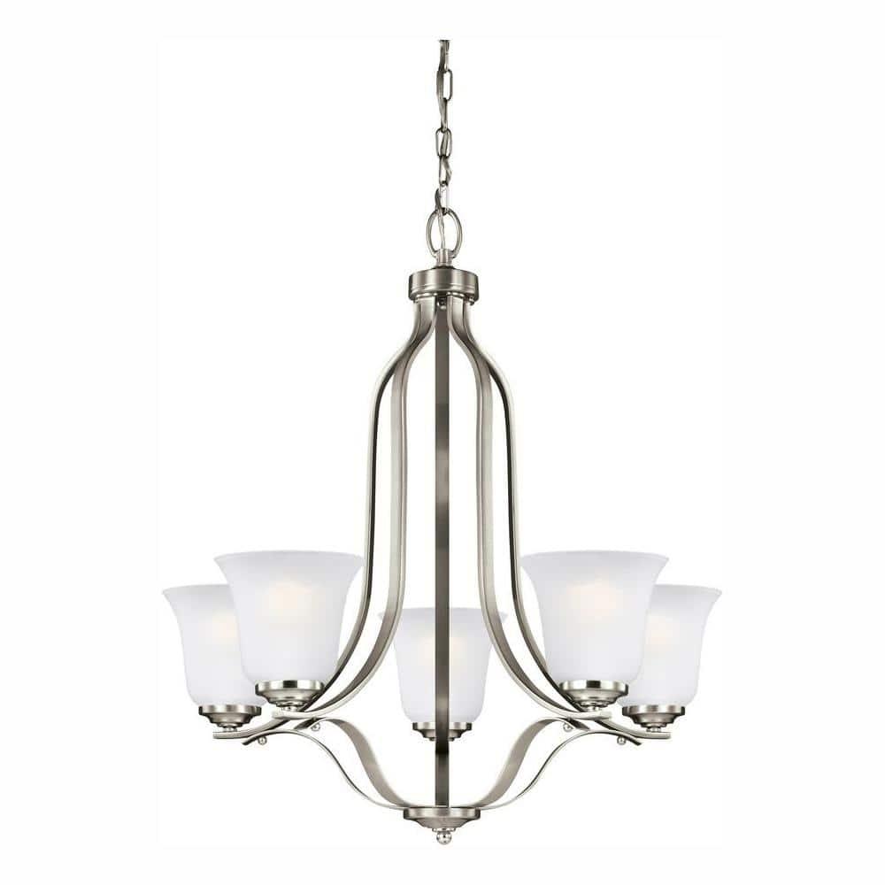Generation Lighting 3139005EN3-962 Emmons Five - Light Chandelier Hanging Modern Fixture, Brushed Nickel