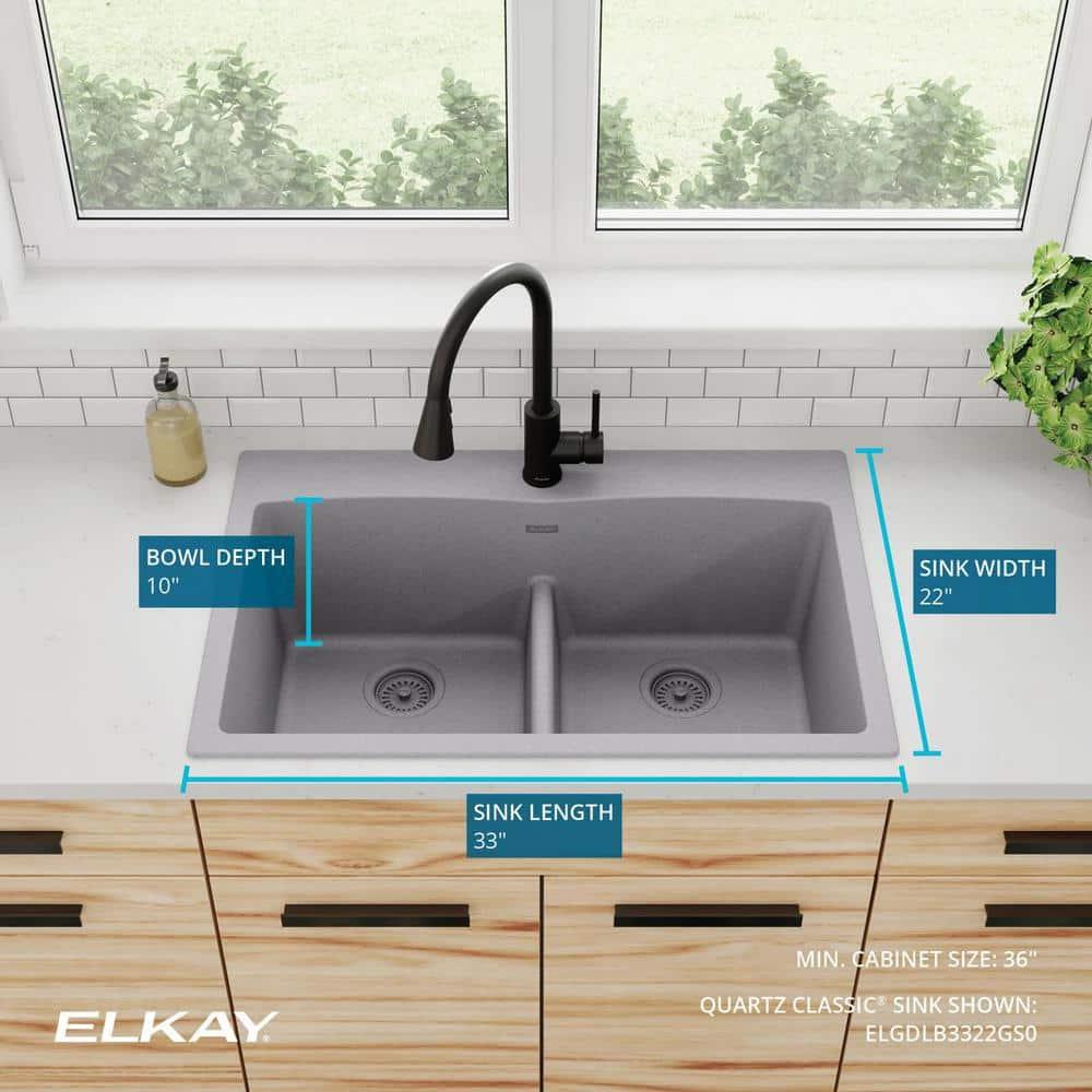Quartz Classic 33" x 22" x 10" Double Basin Drop-In Kitchen Sink