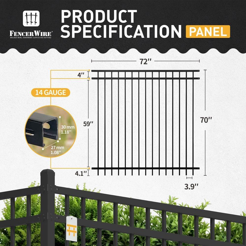 Fencer Wire Fencer Wire 4/ 5/ 6FT H X 6FT W Heavy Duty Flat Top Fence Barrier Panel, Anti-Rust Metal Fencing Panel