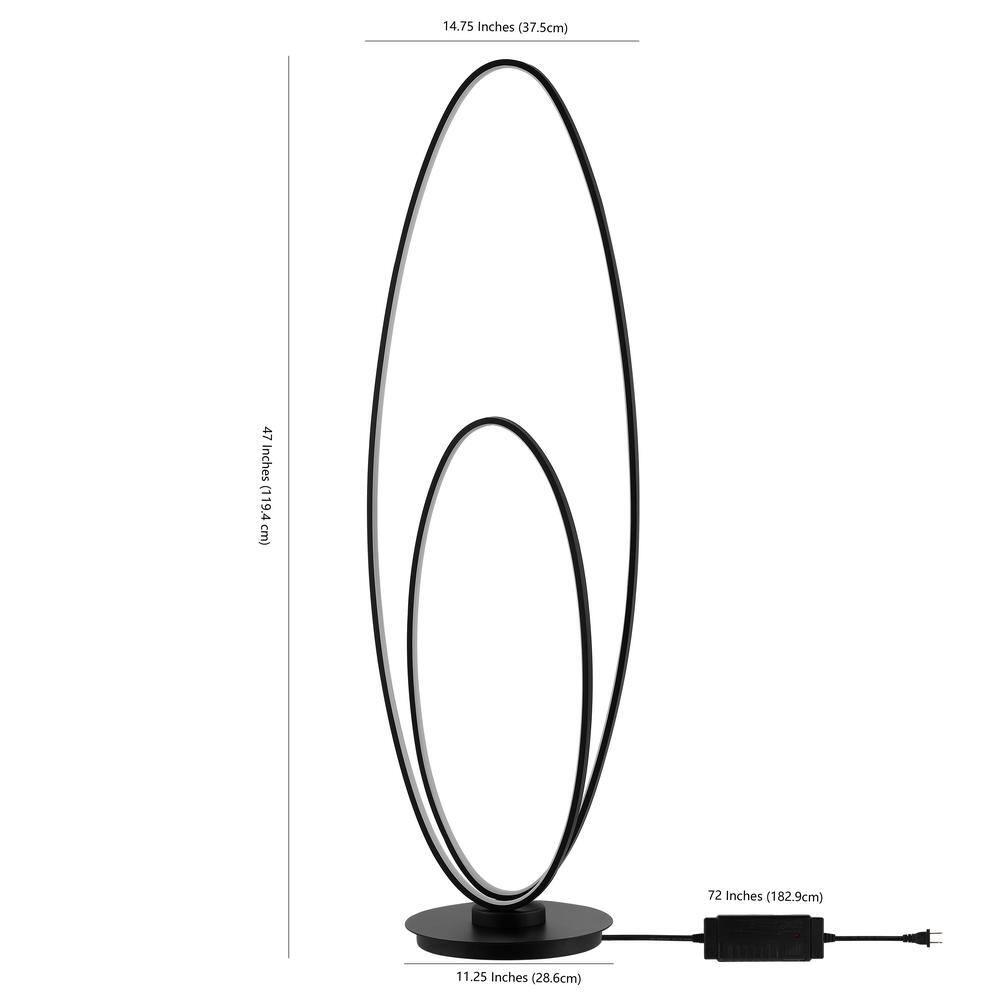 JONATHAN Y JYL9540A Looper 47" Metal Modern Contemporary Oval Dimmable Integrated LED Floor Lamp for living room, dinning room, bedroom, office, Black