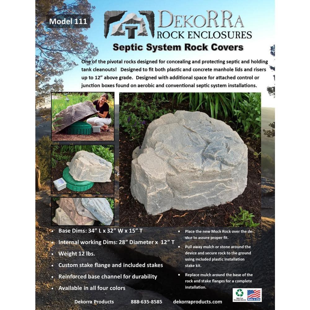 DekoRRa 111-FS Artificial Rock Fieldstone-Gray - Covers Septic Lids Up To 14in High
