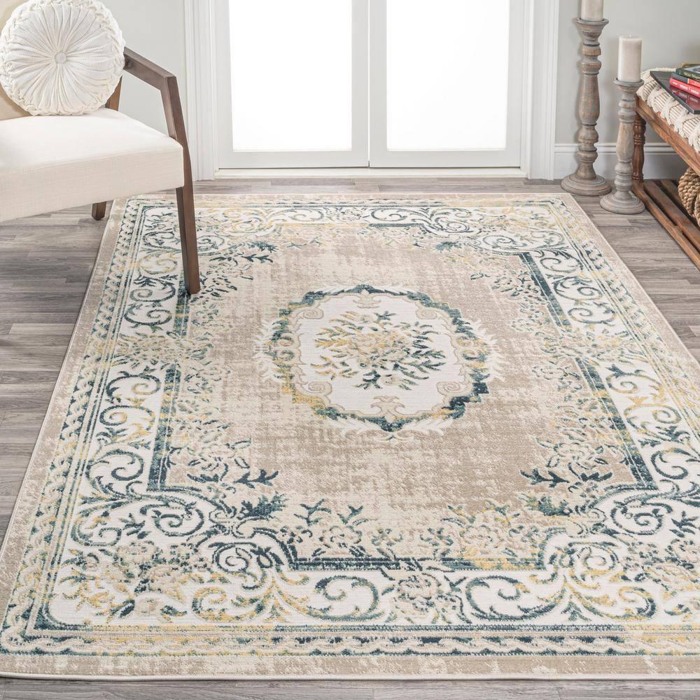 JONATHAN Y Rosalia Cottage Medallion Navy/Ivory 3 ft. x 5 ft. Area Rug