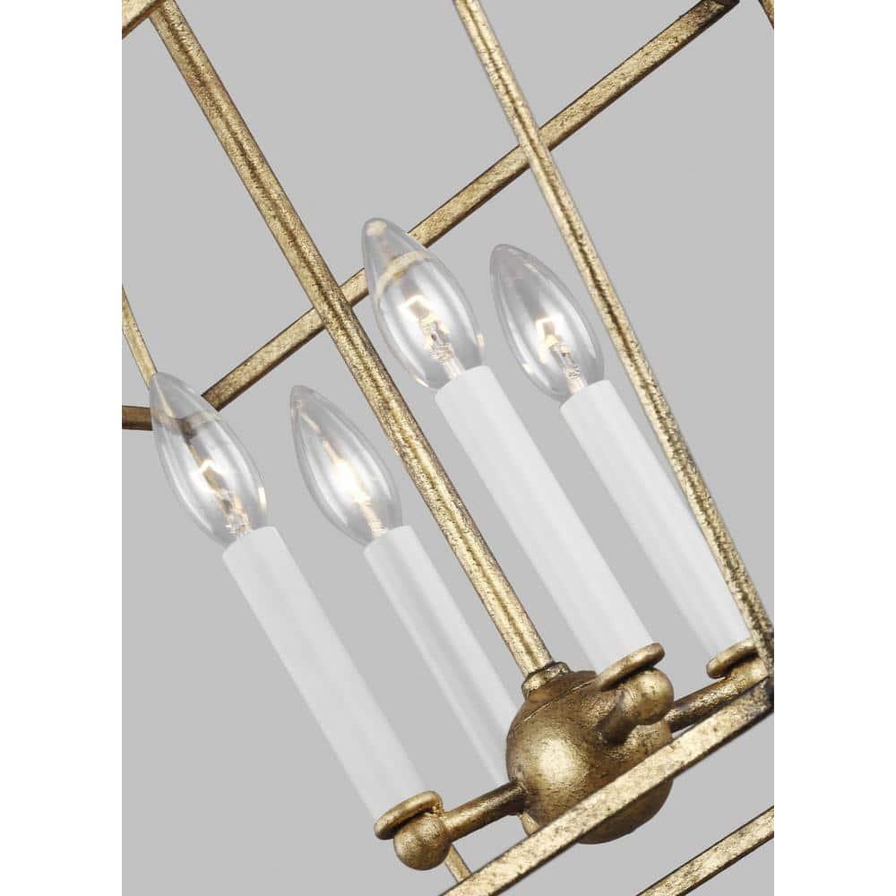 Antique Gild Mini Cage 4-Light Geometric Chandelier