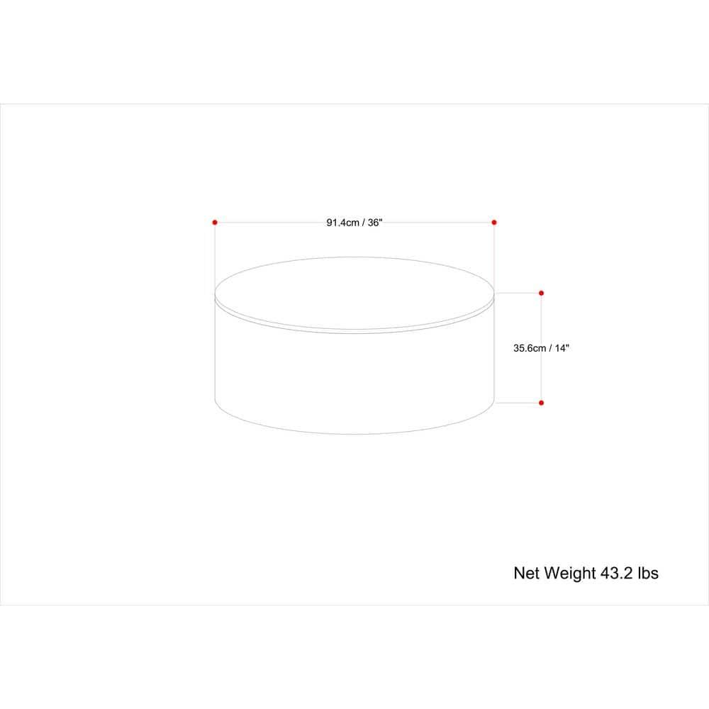 Simpli Home Millbury 36"W Solid Mango Wood Contemporary Round Drum Coffee Table, Fully Assembled