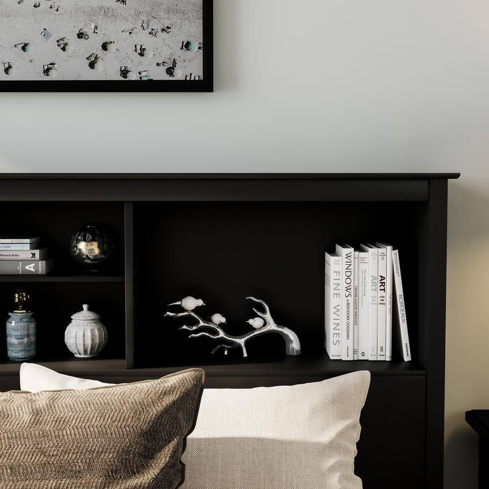 Prepac Freestanding Full/Queen Bookcase Headboard,  Black