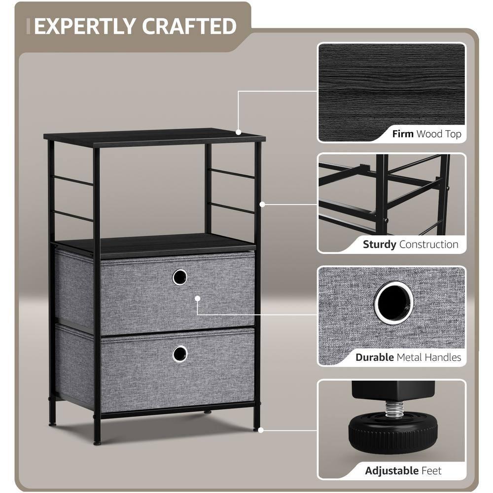 2 Drawers Table Dresser - Black