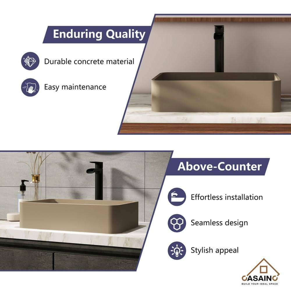 CASAINC Maple 12.79'' Concrete Rectangular Bathroom Sink