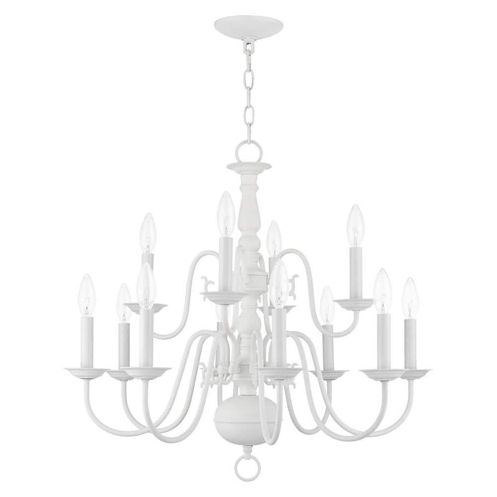 Livex Lighting Williamsburgh 12 - Light Chandelier in  White