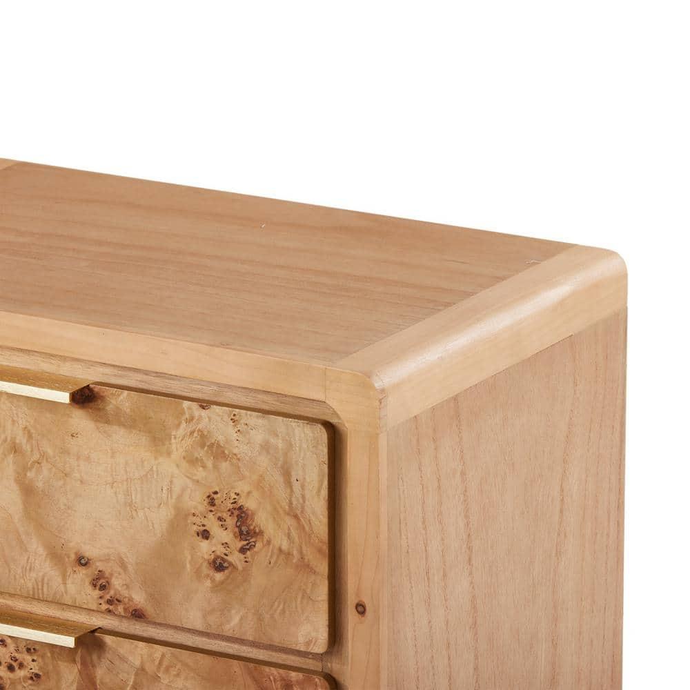 COZAYH Farmhouse 3 Drawer Dresser, Rustic Vintage Nightstand, Home Bedroom Wooden Side Table Burl Finish Vintage Accent, Natural