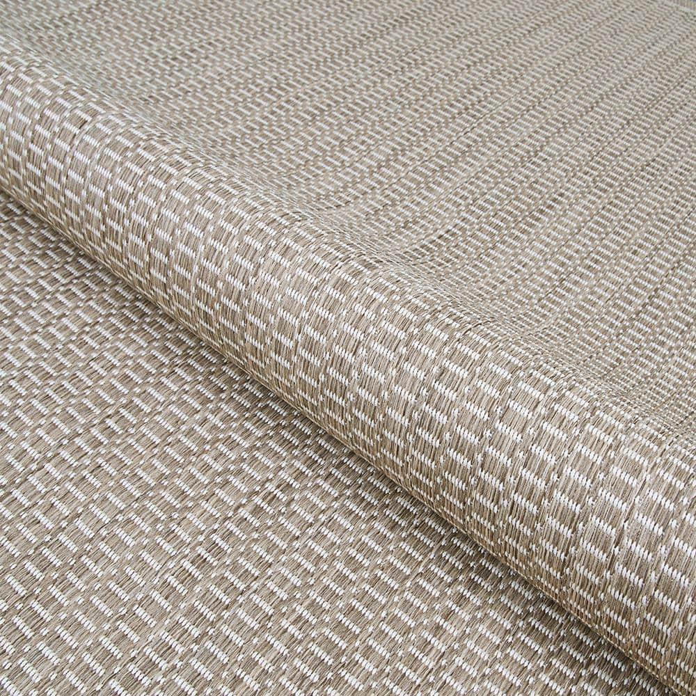 Couristan Recife Saddle Stitch Indoor /Outdoor Area Rug, Champagne- Taupe, 8'6" Square