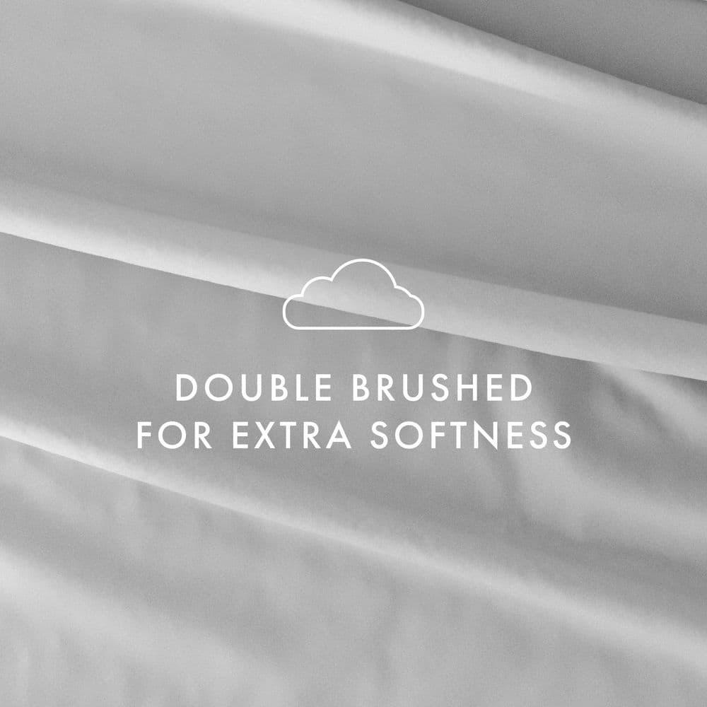 4-Piece Light Gray Solid Microfiber Queen Sheet Set