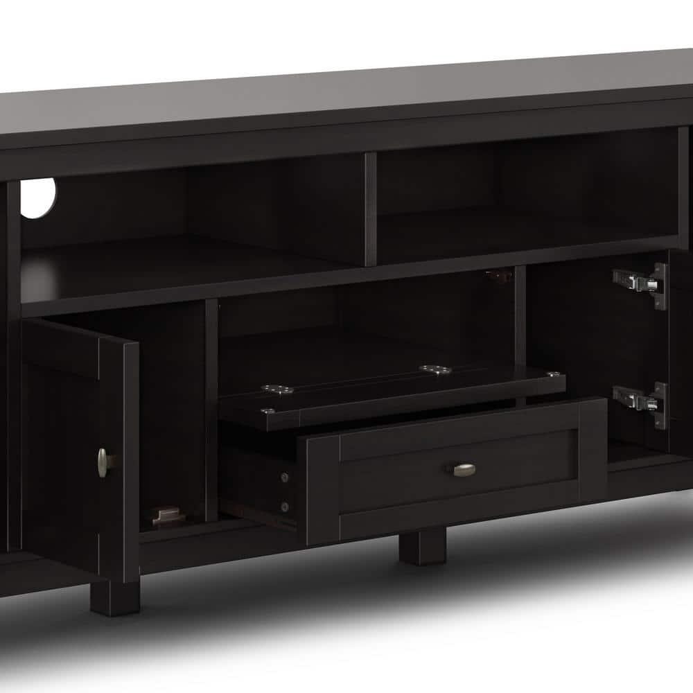 Simpli Home Warm Shaker 72"W Solid Wood TV Stand for TVs up to 80" with 4 Storage Cabinets and 2 Drawers