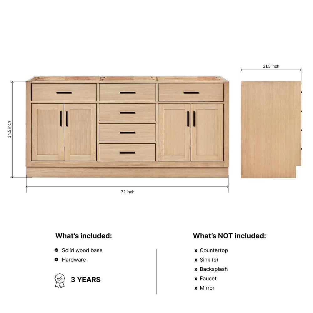 ARIEL Hepburn 72 Bathroom Vanity Base Only