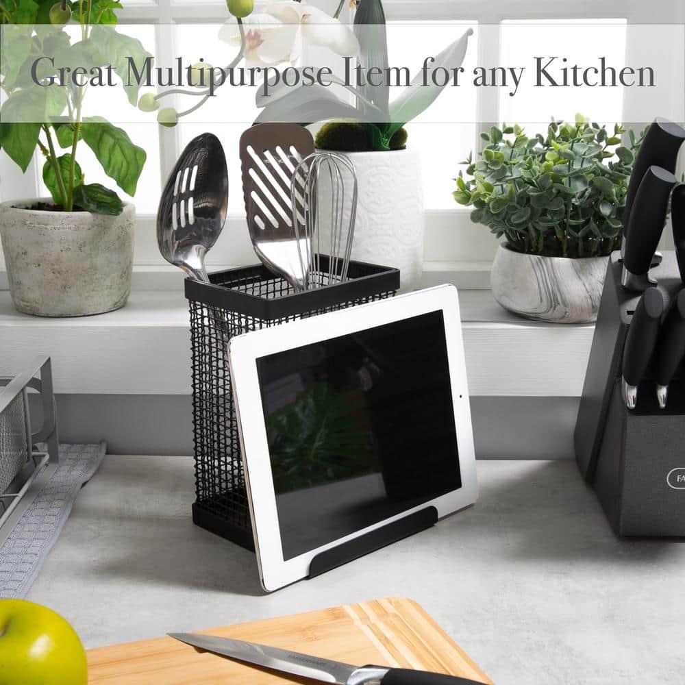 Kitchen Details Industrial Collection Tablet and Utensil Holder in Matte Black