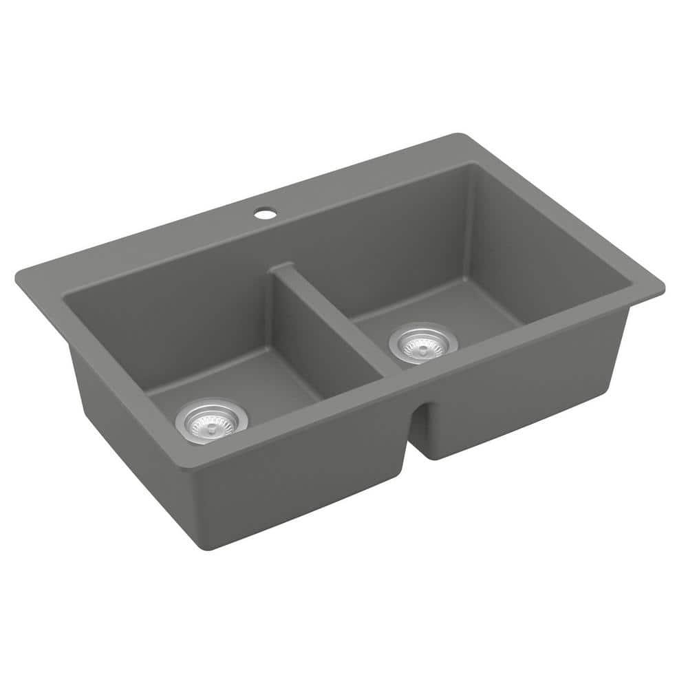 Karran Quartz 33'' X 22'' 50/50 Double Bowl Composite Drop-in Kitchen Sink