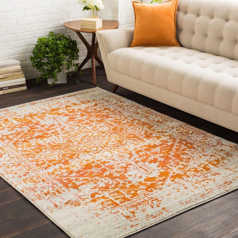 Madison MAD603 Power Loomed Indoor Area Rug - Orange/Ivory - 5'3"x7'6" - Safavieh