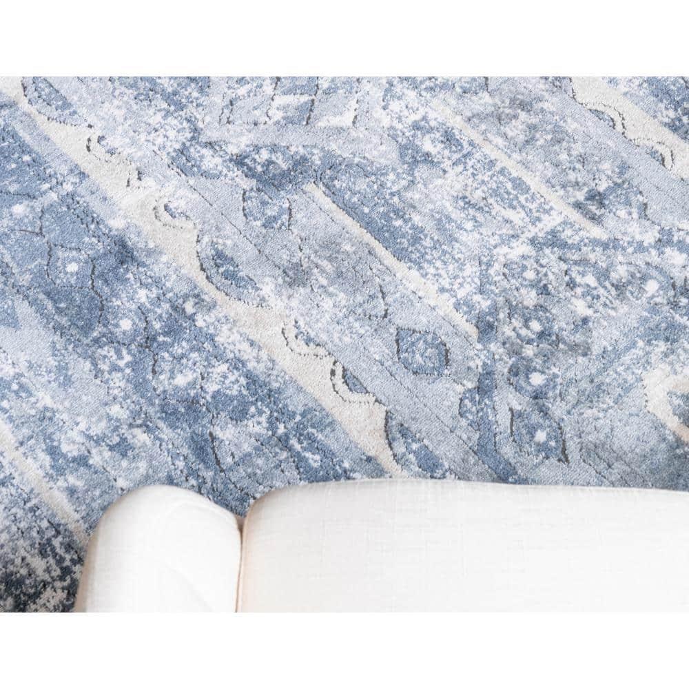 Unique Loom Portland Collection Area Rug - Depoe (2' x 6' 1" Runner Blue/Beige)