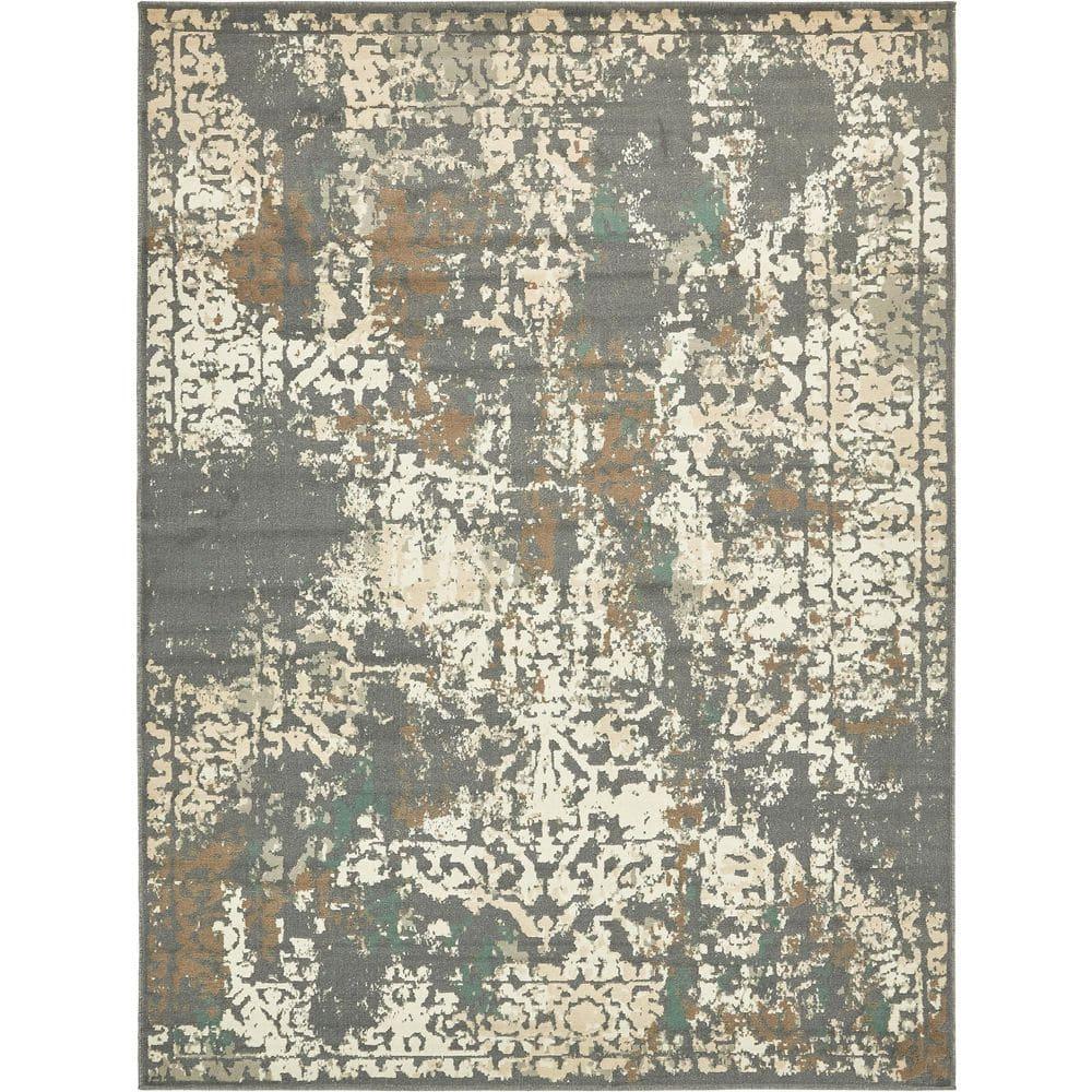 Unique Loom Tuareg Collection Area Rug - Mirage (9'  x 12' 2" Rectangle Gray/Beige)